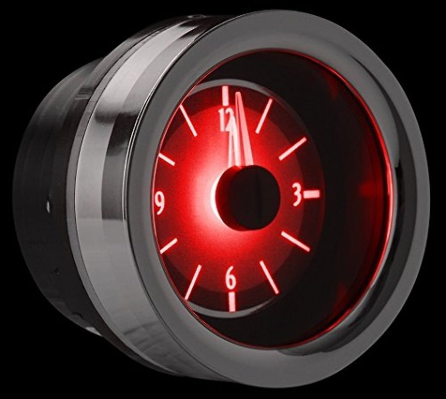 58-62 Chevy Corvette Dakota Digital Analog Clock Gauge use with VHX gauges only Silver Alloy Red Backlighting VLC-58C-VET-S-R