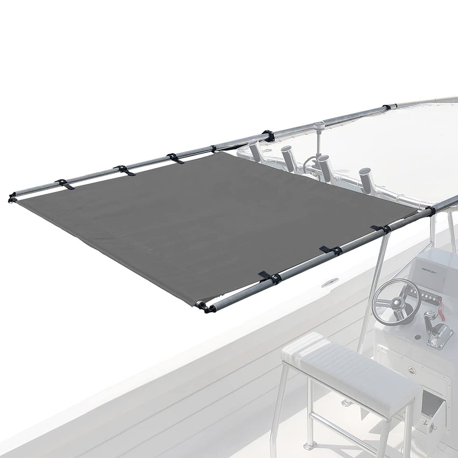 PTX Power Shade SureShade - 63" Wide (Gray) - Easy Installation on T-Top or Hardtop Boats - 600D Marine Canvas, Stainless Steel Frame - 12V DC Motors - Anti-Racking and Auto Shut-Off - PTXSS63GY