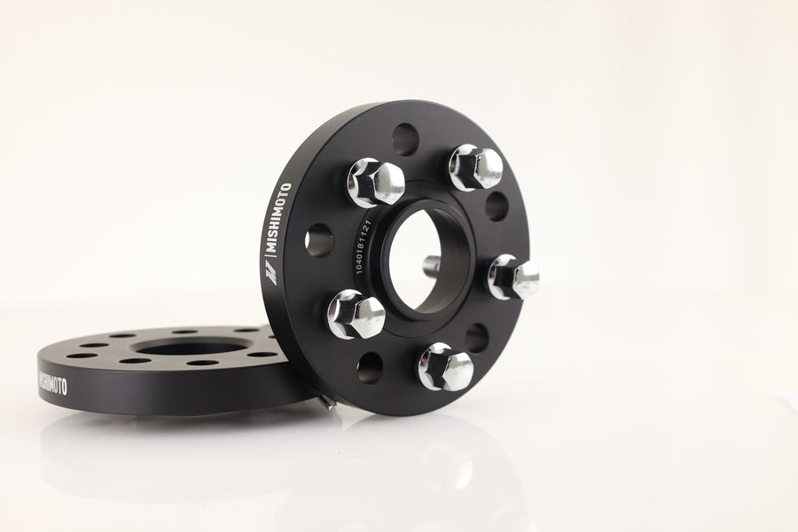 Mishimoto 5x100 / 5x112 Wheel Spacers, 57.1 Center Bore, M14x1.5, 20mm Thick, Black