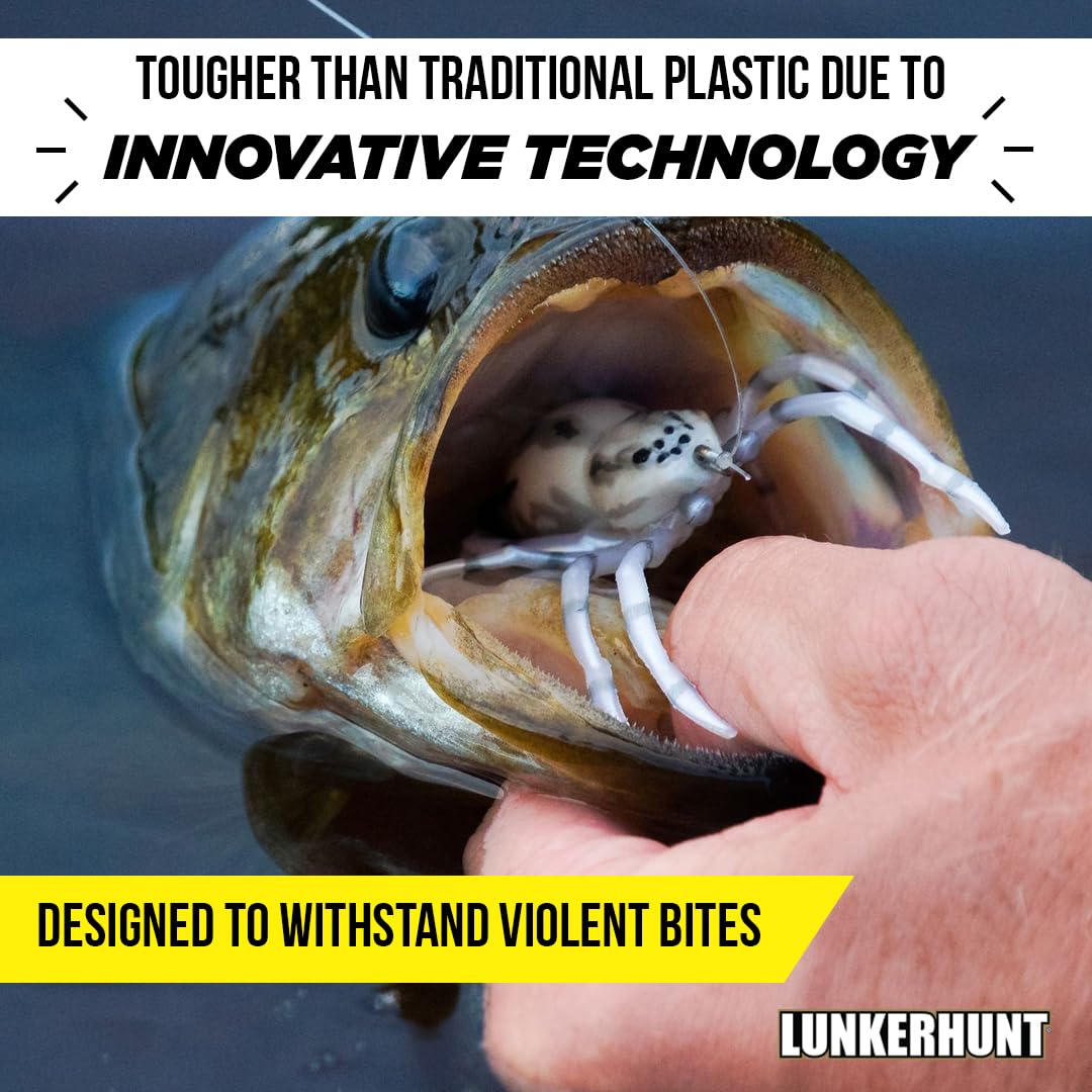 Lunkerhunt Spider Phantom Lure | Most Realistic Topwater Fishing Bait with Self-Righting Ballast for Natural Walking Action | Hollow Body Weedless Hooks for Bass Fishing (Six Spot)
