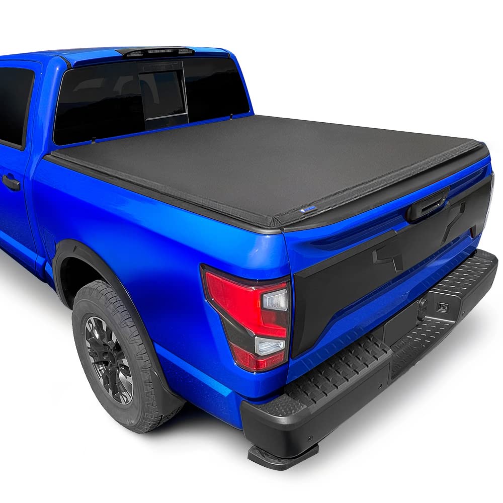 Tyger Auto T3 Soft Tri-Fold Tonneau Cover Truck Bed Compatible with 2004-2015 Nissan Titan without Titan Box | Fleetside 5.5' Bed (67") | TG-BC3N1026 , Black