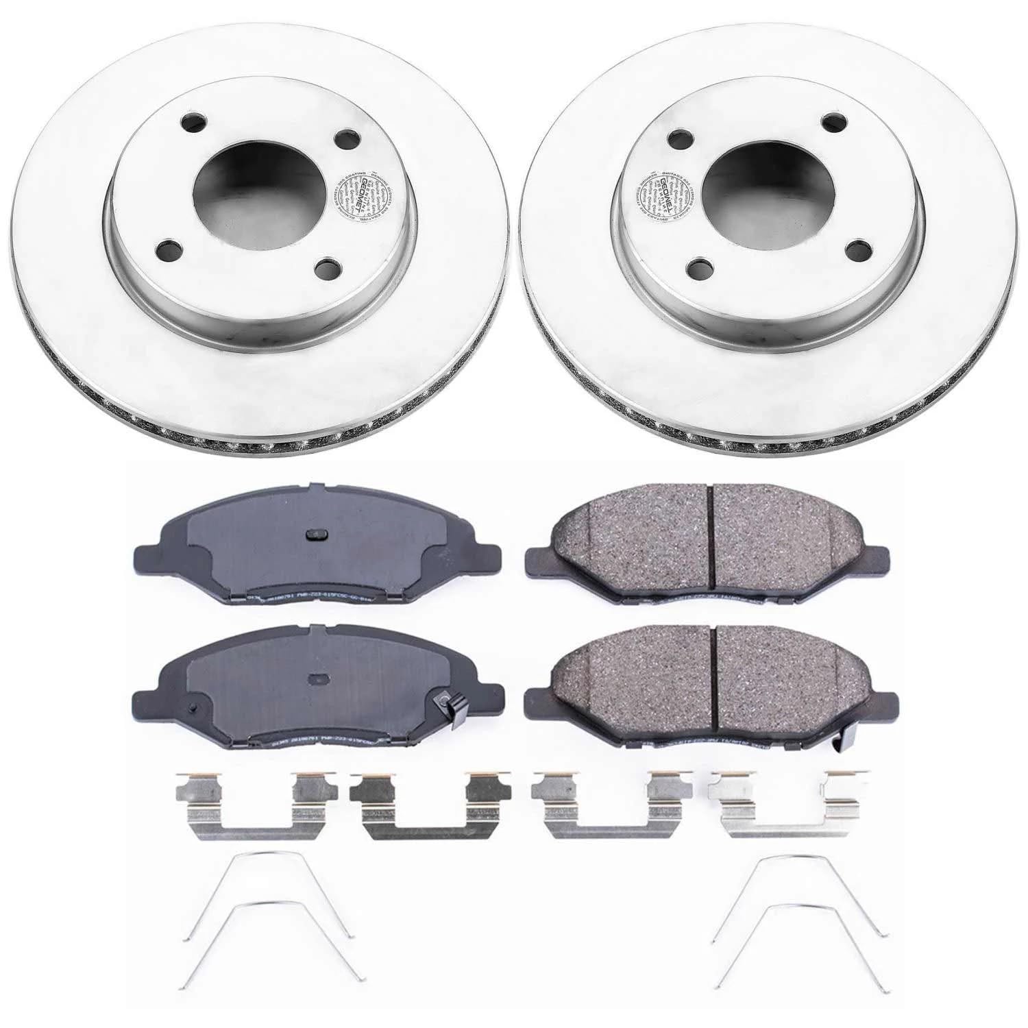 Power Stop Coated CRK5862 Brake Rotor and Ceramic Brake Pads- Front For Nissan Versa 2009-2011 [Model Specific]