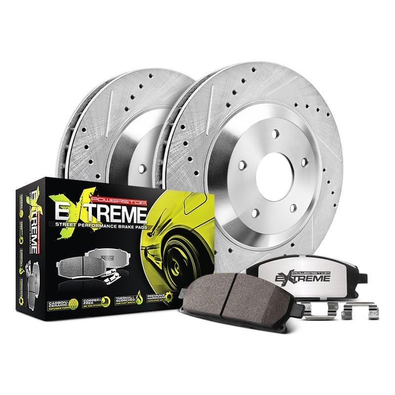 Power Stop K9014-26 Rear Z26 Carbon-Fiber Ceramic Brake Pad with Drilled and Slotted Rotors Brake Kit