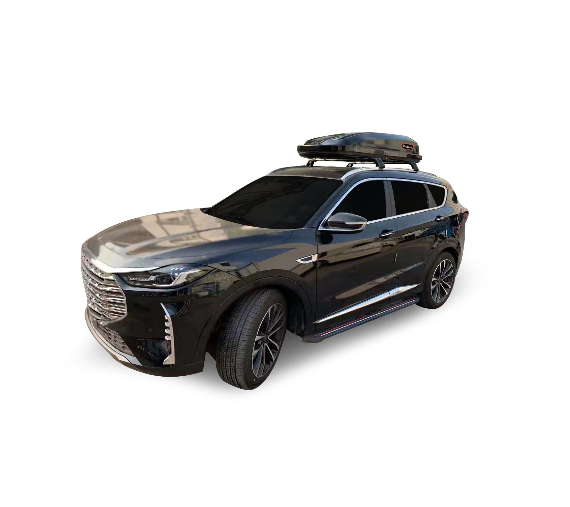 Rooftop Cargo Carrier Black Horse ABS + PMMA Hard Shell, 16 Cubic Feet Waterproof Car Roof Cargo Carrier Box w/Dual Side Opening, Security Key, 165lbs Capacity, for 28" to 80" Wide Crossbar Rack
