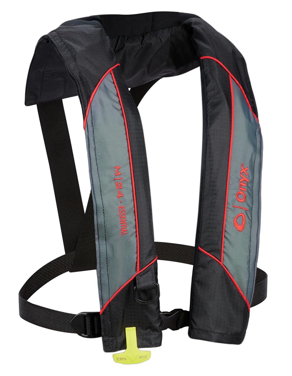 Onyx Essential M-24 Manual Inflatable Life Jacket, U.S. Coast Guard Approved, Lightweight, Low Profile, Approved for 16 Years of Age and Over; Over 80 pounds