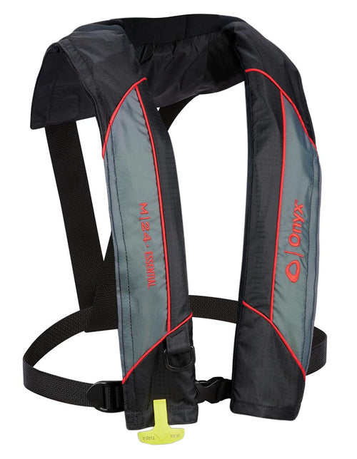 Onyx Essential M-24 Manual Inflatable Life Jacket, U.S. Coast Guard Approved, Lightweight, Low Profile, Approved for 16 Years of Age and Over; Over 80 pounds