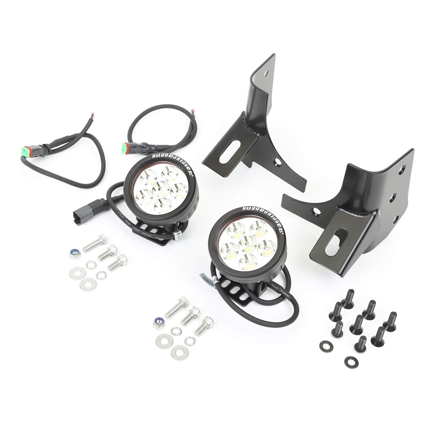Light Kit, Windshield Mounted, Round, Black | Rugged Ridge | 11027.13 | Fits 1997-2006 Jeep Wrangler TJ