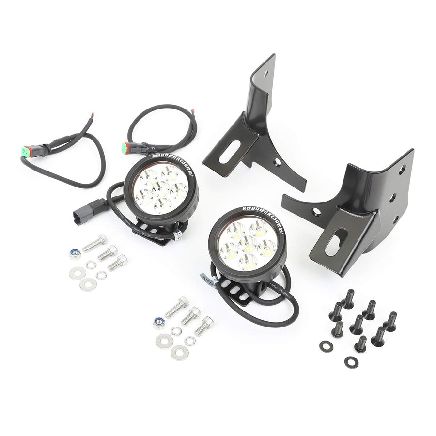 Light Kit, Windshield Mounted, Round, Black | Rugged Ridge | 11027.13 | Fits 1997-2006 Jeep Wrangler TJ