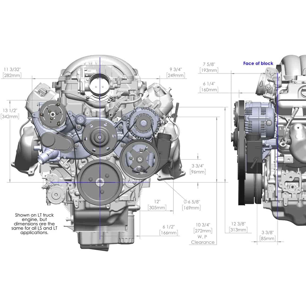 Holley Complete LS Swap Front Accessory Serpentine Drive System | Mid-Mount with Water Pump, SFI Damper, Alternator, A/C & Power Steering | Gen III/IV 4.8/5.3/LS1/LS2/LS3/LS6 Black Finish 20-180BK