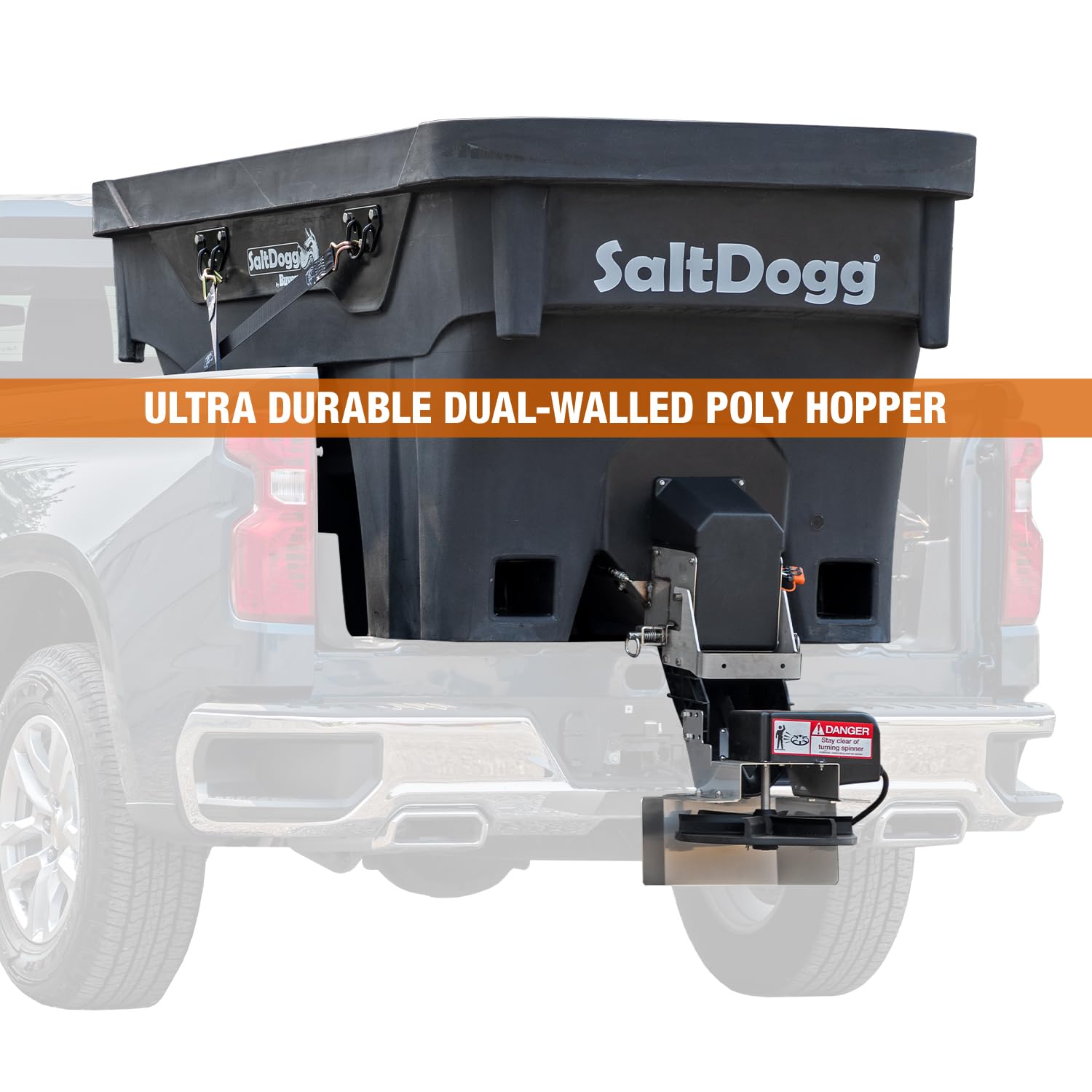 Buyers Products Salt & Sand Spreader SHPE1500 Commercial SaltDogg w/ Electrive Drive Hopper, Made In The USA, 1.5 Cu. Yds. Capacity, Stainless Steel Auger, Medium/Heavy Duty Commercial Salt Spreader