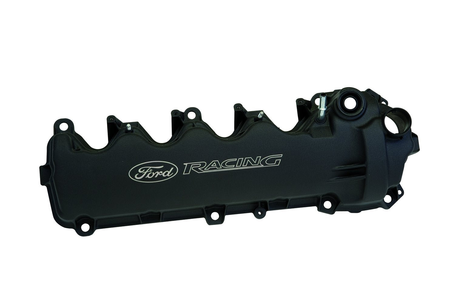 Black Powder Coated Ford Racing M-6582-FR3VBLK 3-Valve Camshaft Cover with Logo for 4.6L Engine