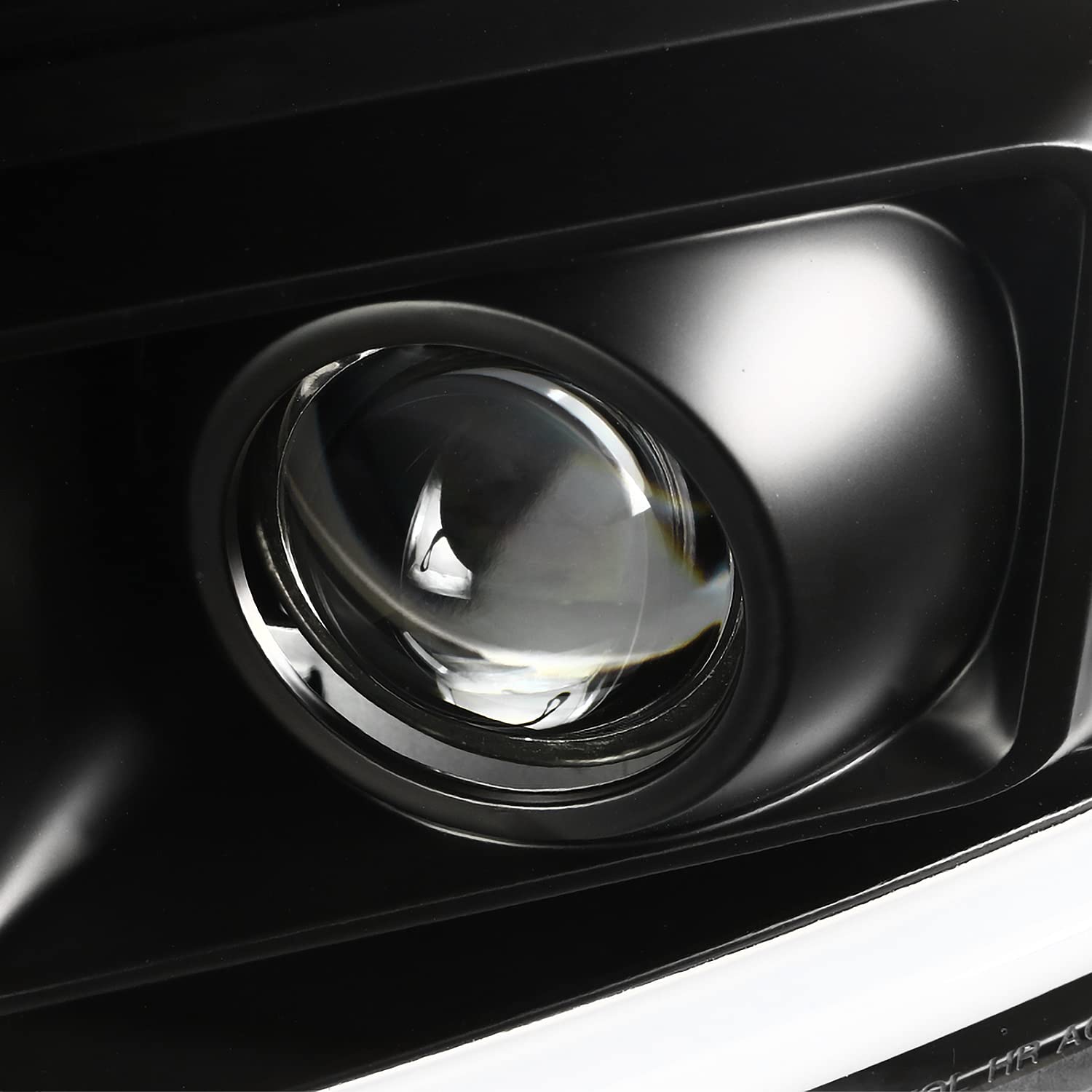 Black LED Light Tube Projector Headlights SPEC-D TUNING Compatible with 2007-2013 Chevy Silverado 1500 2500HD 3500HD, Left + Right Pair Headlamps Assembly