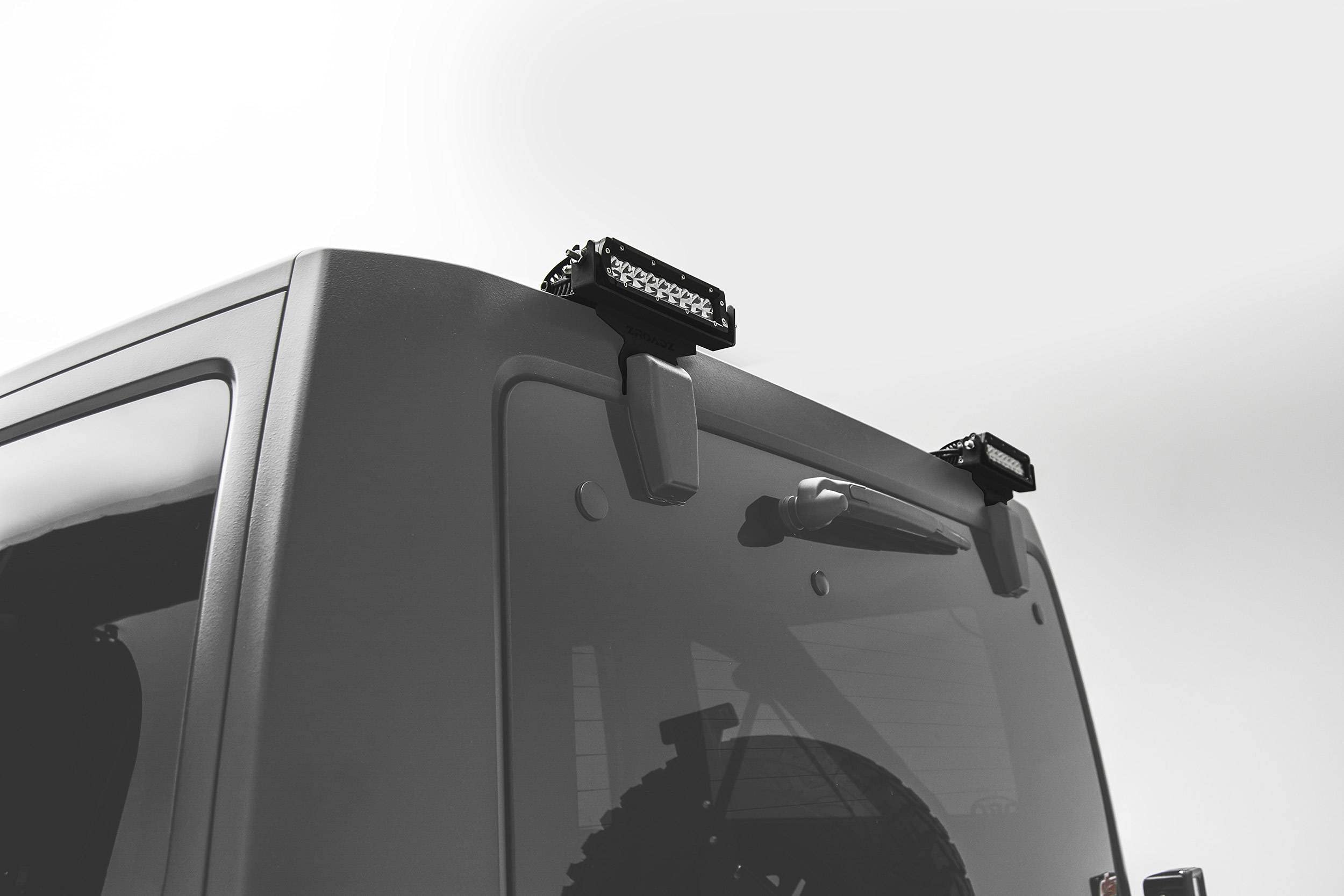 ZROADZ LED Bracket Rear Window - Compatible w/ 2007-2018 Jeep JK - to Mount (2) 6 Inch LED Lights - Mild Steel Gloss Black Finish - Bolt-On Easy Installation - PN #Z394812
