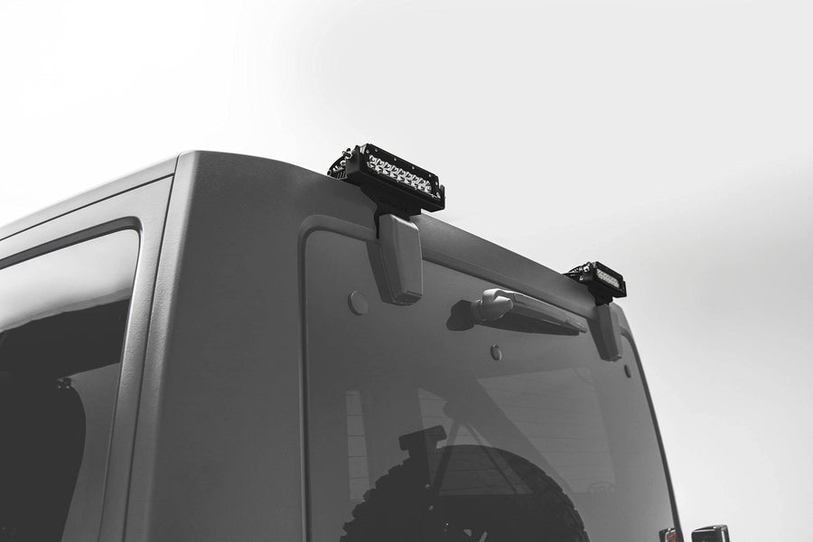ZROADZ LED Bracket Rear Window - Compatible w/ 2007-2018 Jeep JK - to Mount (2) 6 Inch LED Lights - Mild Steel Gloss Black Finish - Bolt-On Easy Installation - PN #Z394812