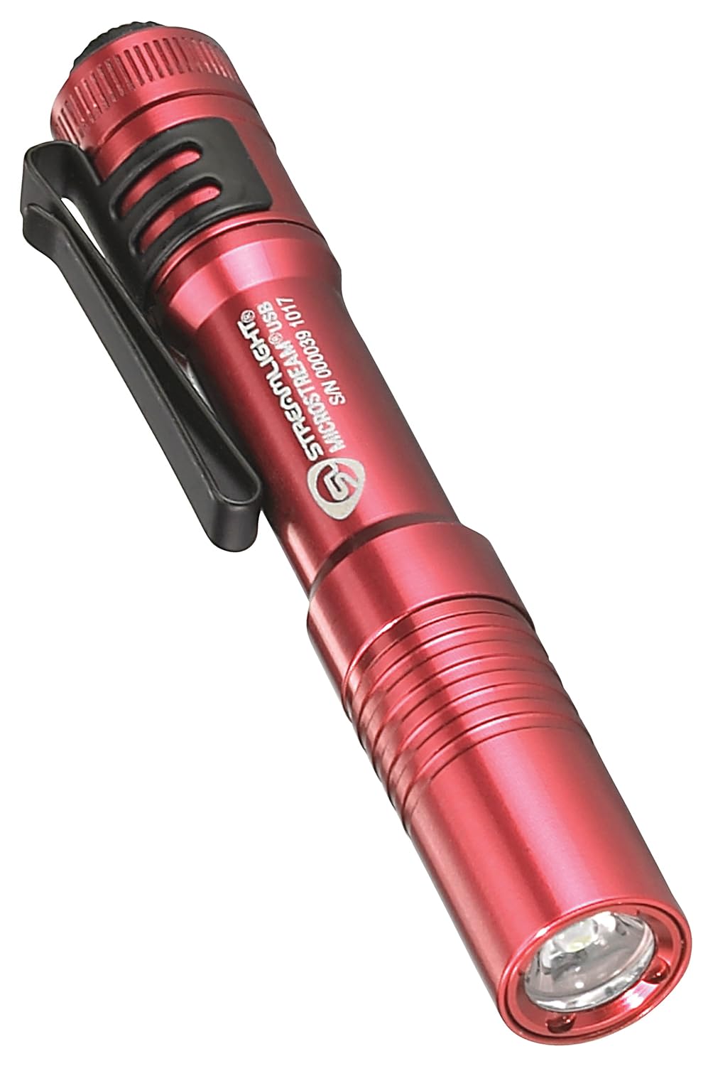 MicroStream Streamlight USB 250-Lumen 1150-Candela EDC Ultra-Compact Flashlight with Rechargeable Battery, Clear Retail Packaging, Red