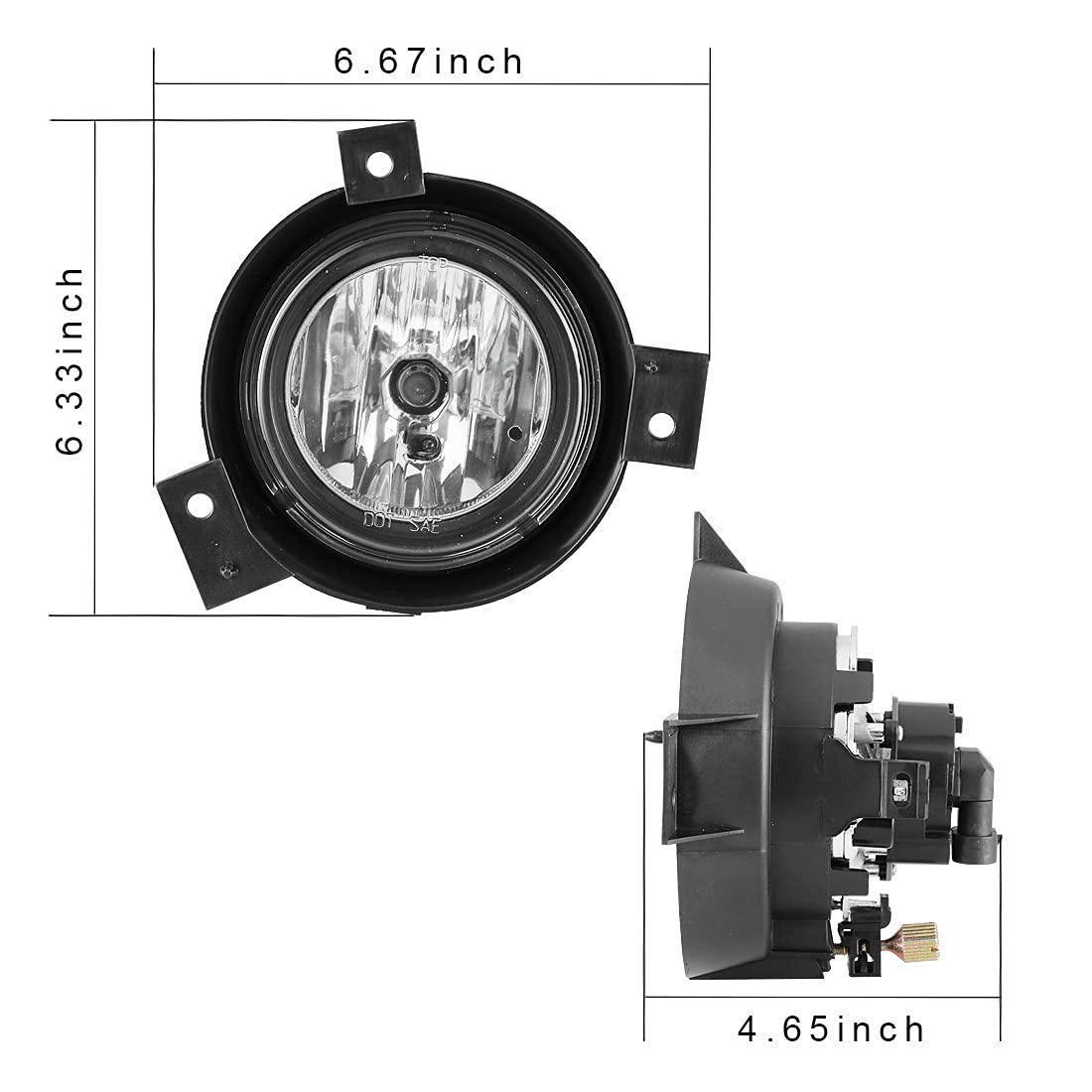 Fog Light Winjet for 2001 2002 2003 Ford Ranger, Bumper Driving Fog Light Lamps Assembly,OEM Fog Lamp Replacement With Bulb H10 12V 42W Chrome Black Housing Clear Lens, Driver+ Passenger Side