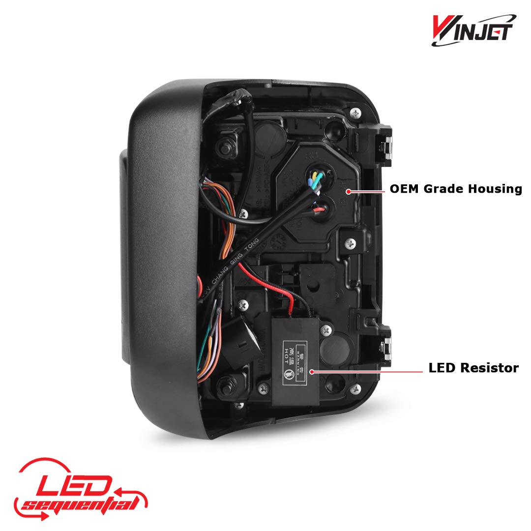 Tail Lights Winjet Compatible with 2019-2025 Jeep Gladiator JT Rear Lamps for [2019 2020 2021 2022 2023 2024 2025 Jeep Gladiator JT] LED Sequential Tail Lights Rear Lamps (Smoke Lens)