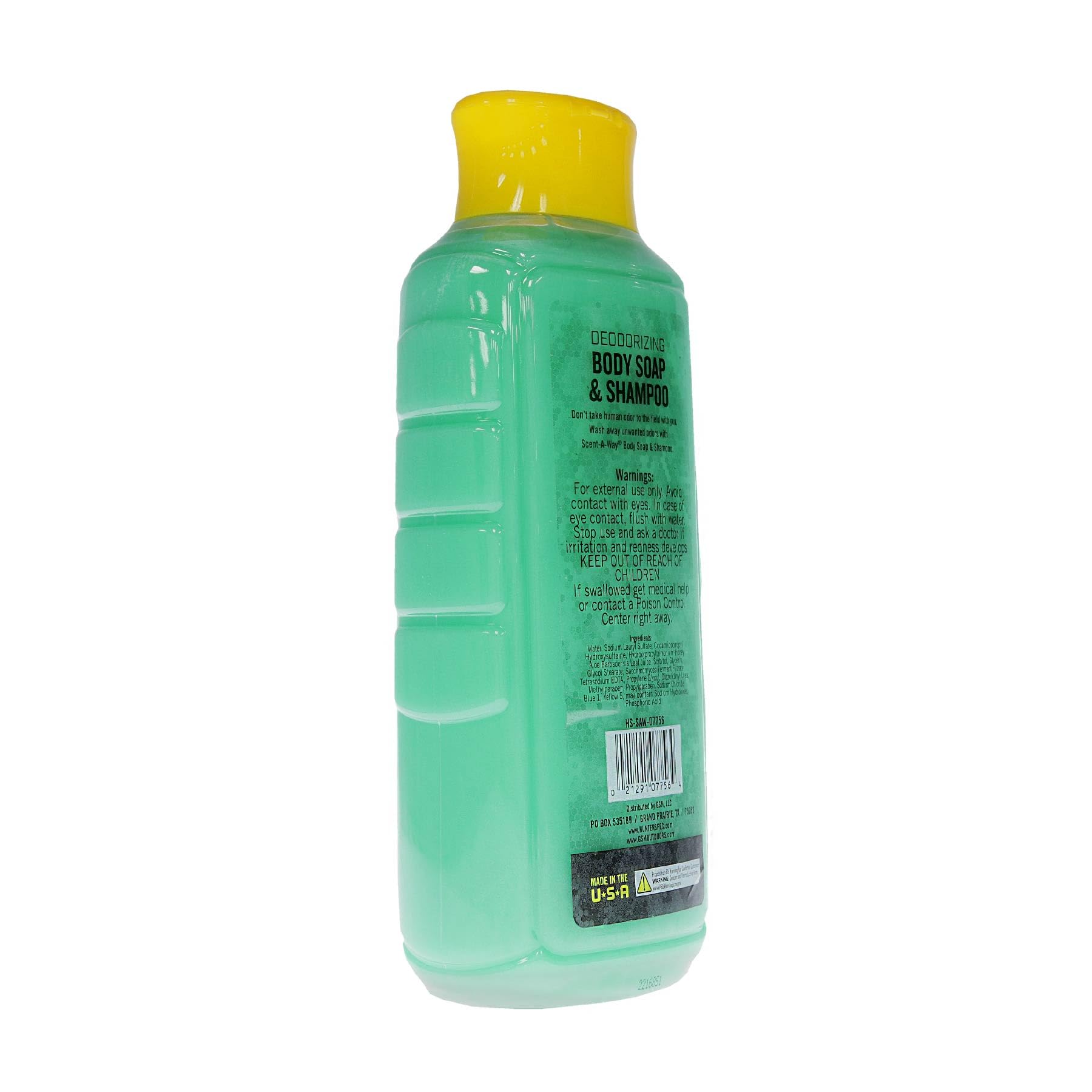 Scent-A-Way MAX Liquid Body Soap & Shampoo - Hunters Specialties Hunting Odorless Green Soap Scent Eliminator for Hunters, Trappers, Anglers, and Campers - 24 OZ