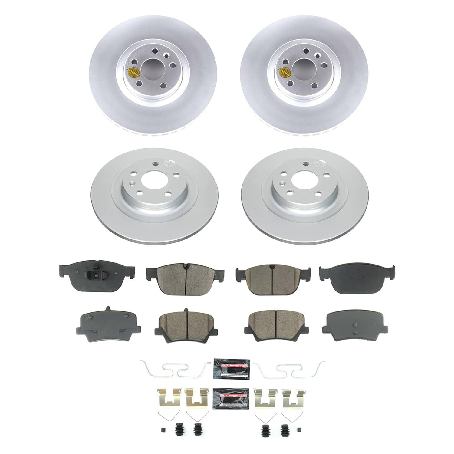 Brake Kit Power Stop Front and Rear For Volvo XC40 2019-2020 [Model Specific] Geomet Coated Brake Rotors and Brake Pads CRK8553