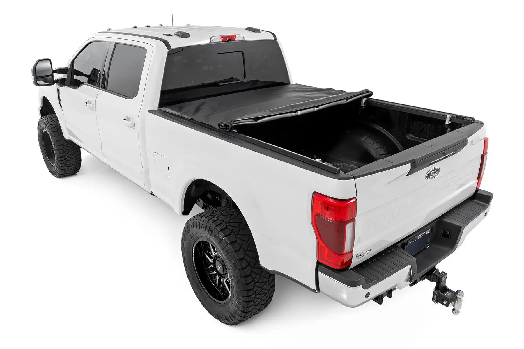 Rough Country Soft Roll-Up Truck Bed Cover for F-250 & F-350 Ford Super Duty (2017-2025) – Fits 6'10 Bed, Low-Profile All-Weather Tonneau Cover