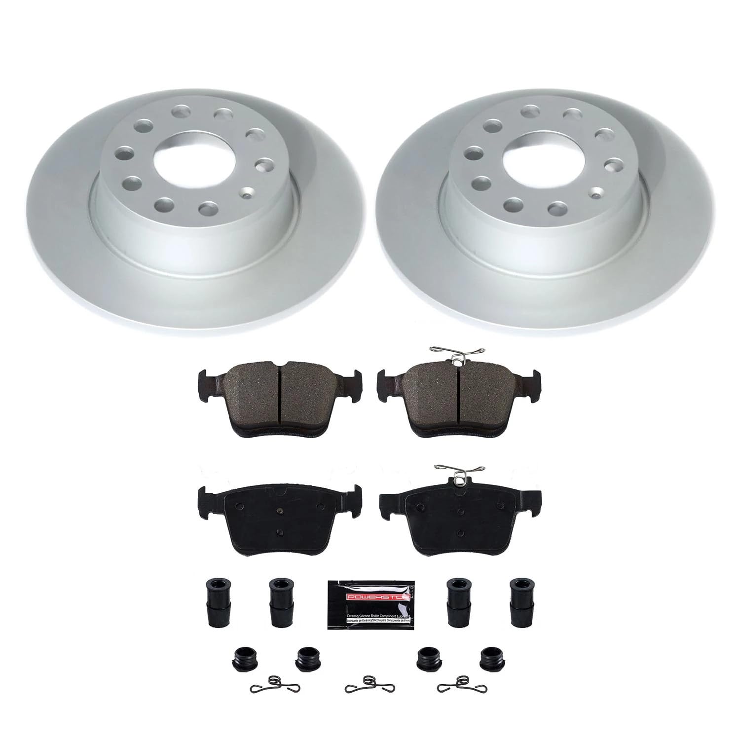 Power Stop Z17 CRK8337 Coated Rotor Kit-Rear Brake Rotors, Ceramic Brake Pads For Volkswagen Jetta 2019-2022, Volkswagen Taos 2022-2024 [Model Specific]