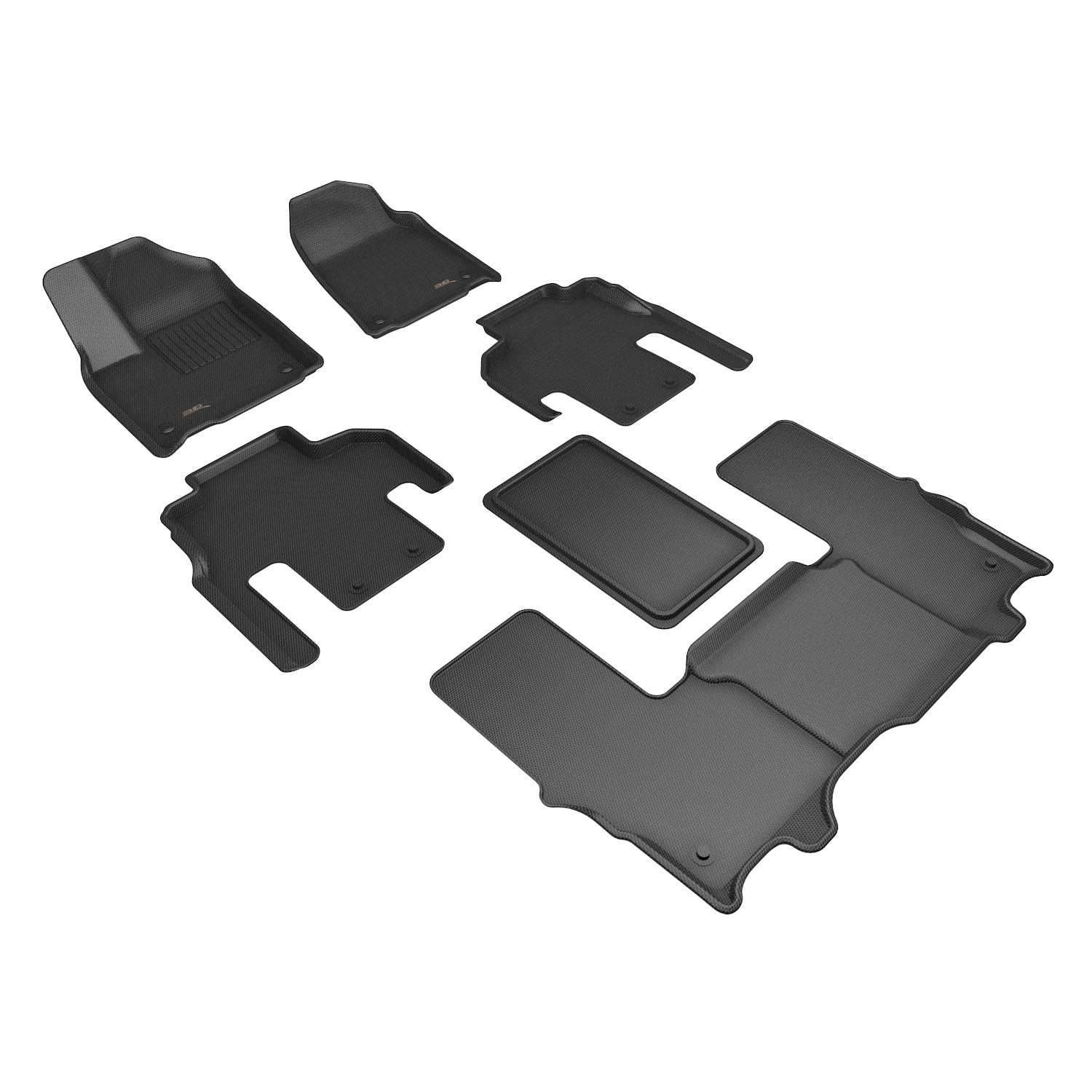 Kagu Floor Mat 3D MAXpider Custom Fit (Black) Compatible with Jeep Wagoneer 7-Seat 2022-2026 - Full Set