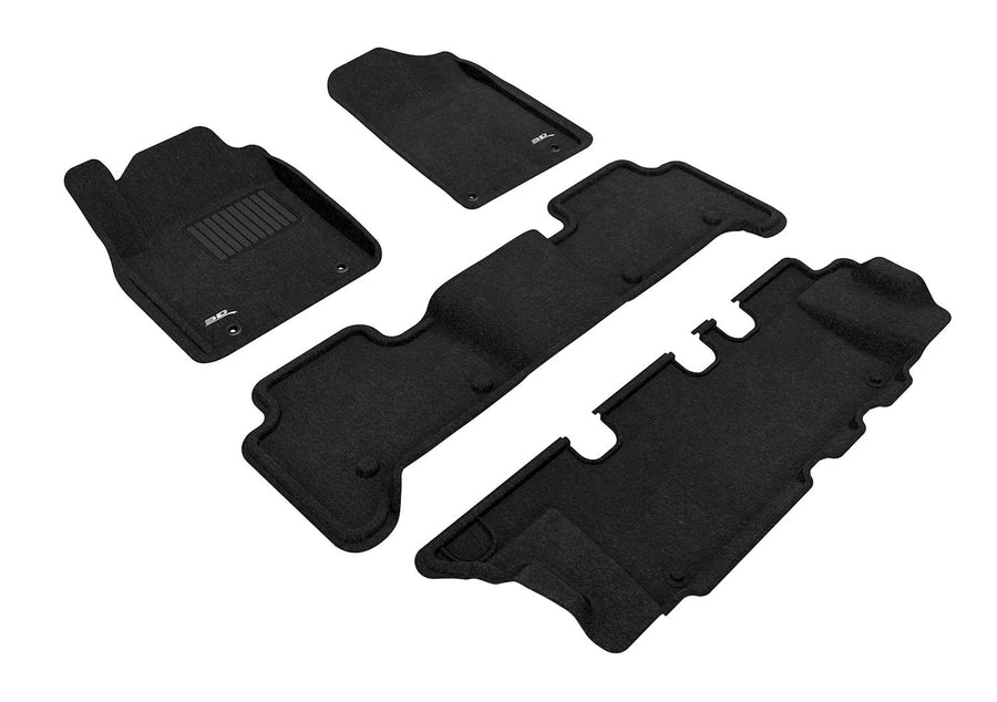 3D MAXpider Elegant Custom Fit Floor Mat (Black) for 2011-2021 Infiniti QX80 / QX56-1ST Row 2ND Row 3RD Row