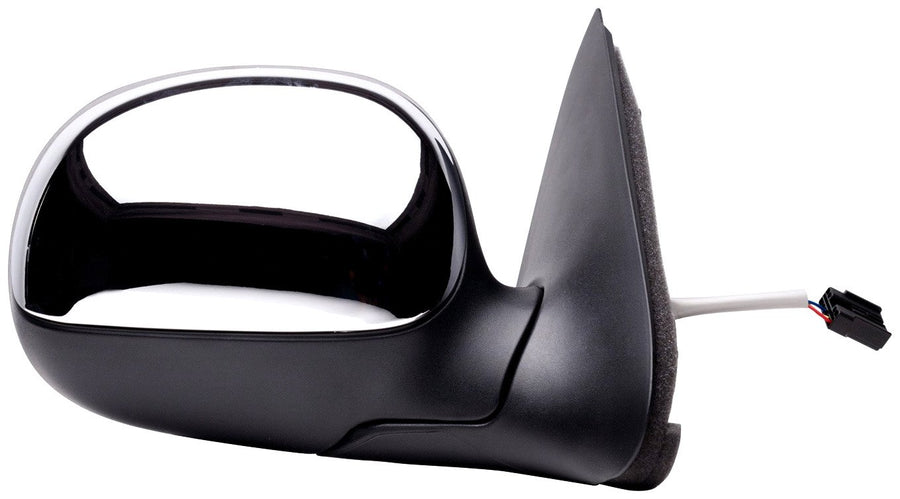 Mirror Passenger Side for Ford F150, F250 LD Pick-Up, Black, w/Chrome Cover, Foldaway, Power (Will not fit on Crew Cab Models)