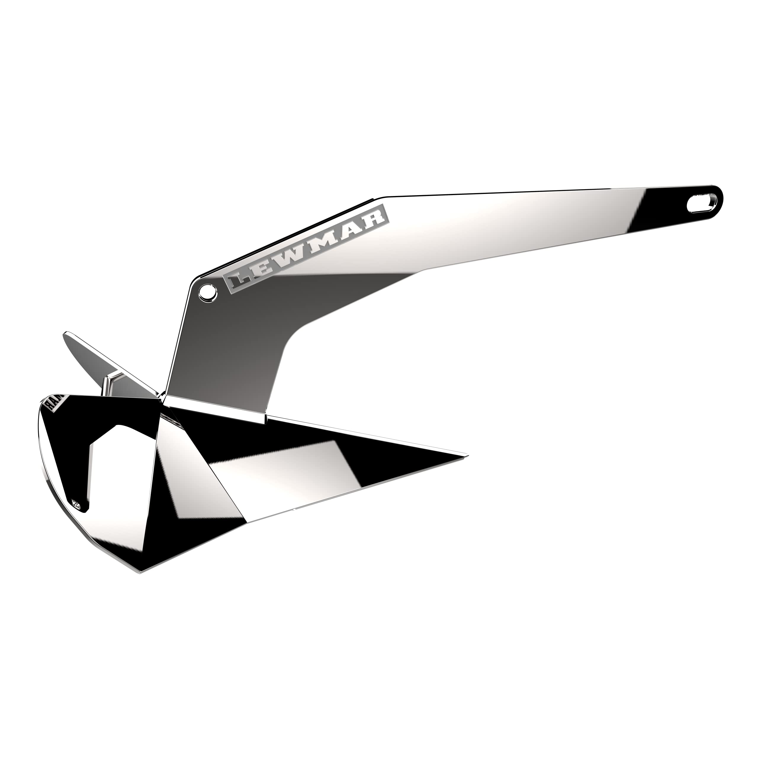 Lewmar Stainless Steel DTX Anchor 35 lbs. for Boats 35'- 52', Lead ballasted tip, Integrated Eye, one-Piece Build, Non-hinged plow, self-Launching, 32" L x 14-1/4" W x 13-3/8" H - 2020202205