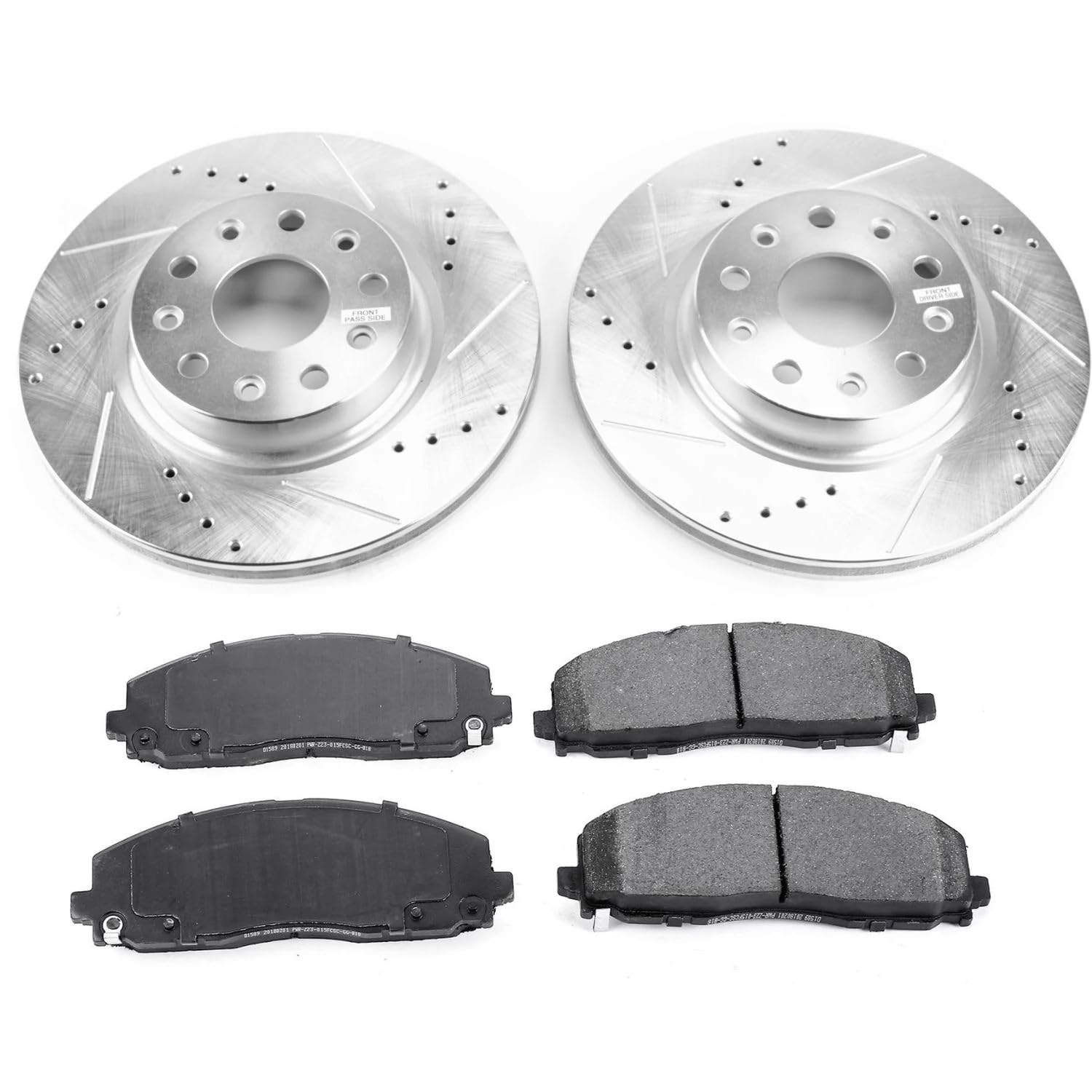 Power Stop K7941 Z23 Carbon Fiber Brake Pads Front with Drilled & Slotted Brake Rotors Kit For Jeep Wrangler 2018-2022 [Model Specific]