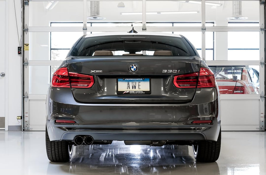 BMW F3X AWE Tuning 28i / 30i Touring Edition Axle-Back Exhaust Single Side - 80mm Black Tips - 3010-23022