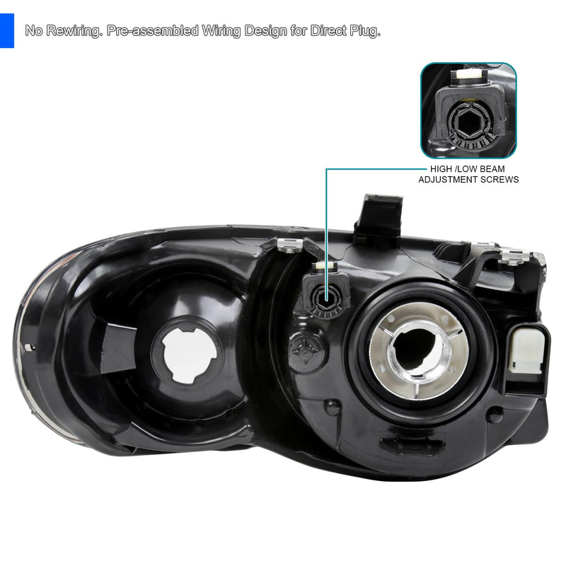 Black Headlights SPEC-D TUNING Compatible with 2005-2007 Chrysler Town & Country, Left + Right Pair Headlamp Assembly
