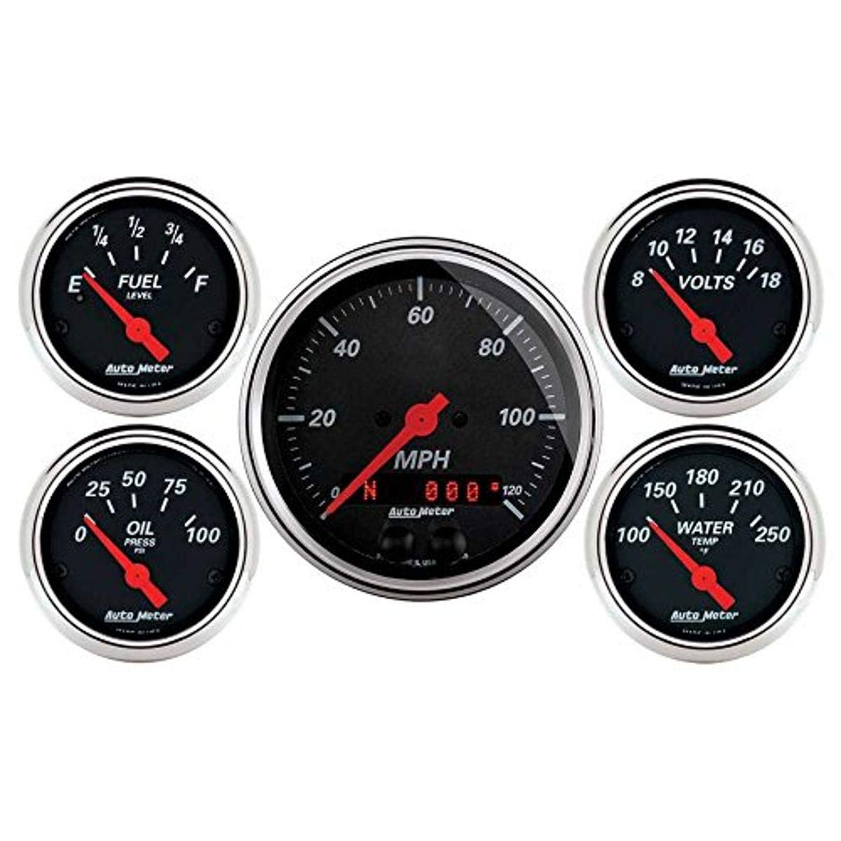 5-Piece Auto Meter Gauge Kit