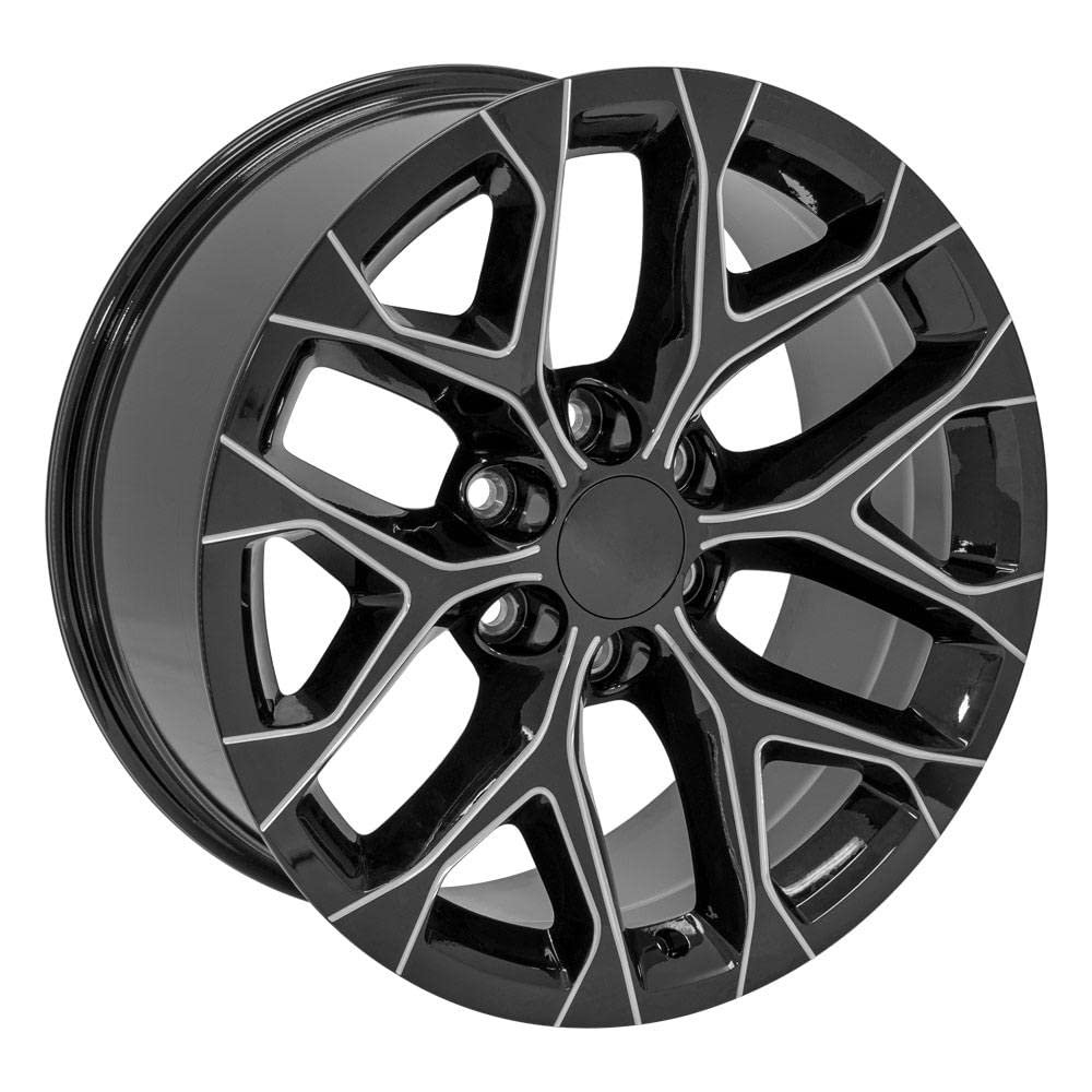 20 Inch OE Wheels CV98B Rim Fits Silverado 1500 Snowflake Style 6x139.7 20x9 Gloss Black with Milled Edge - Hollander 5668 (1)