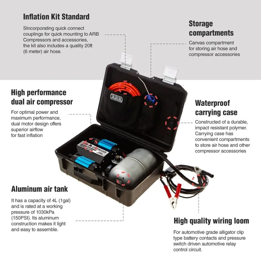 12V ARB (CKMTP12) High Performance Twin Motor Portable Air Compressor