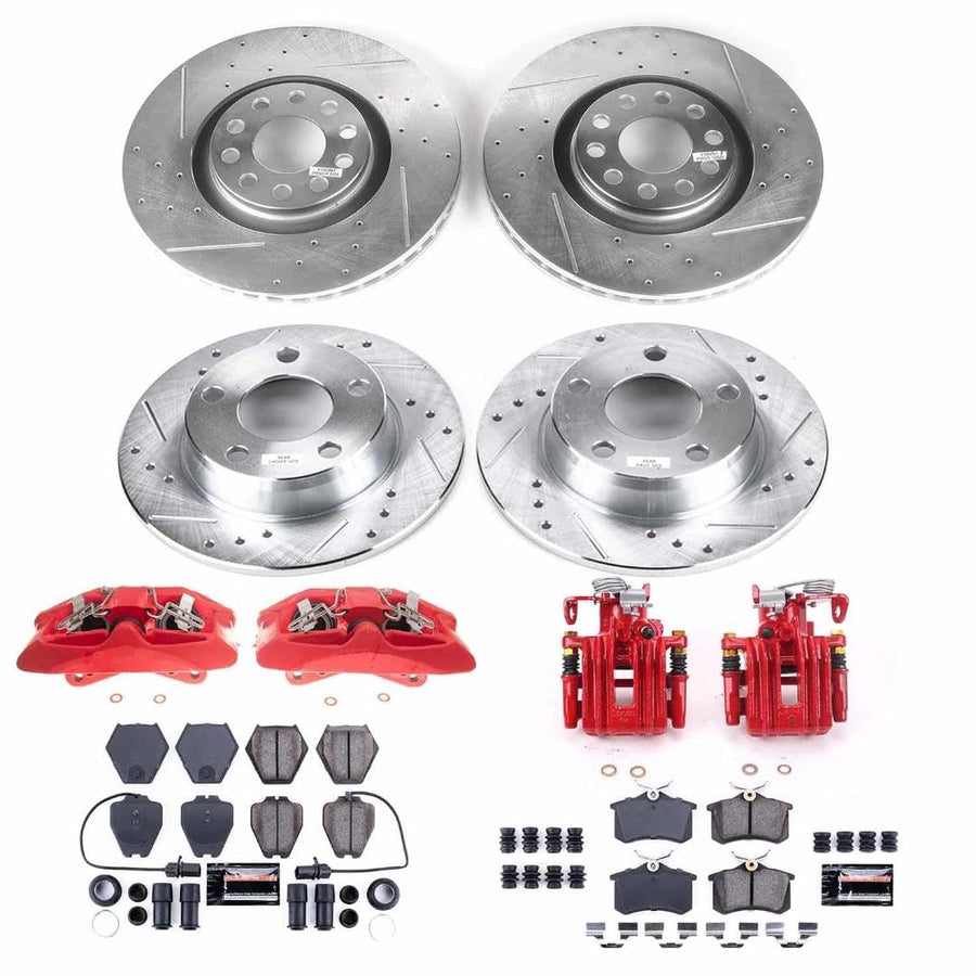 Power Stop Z23 KC890 Front and Rear Brake Caliper Kit-Brake Rotors, Carbon Ceramic Brake Pads, Calipers For Audi A6 Quattro 2000-2001 [Model Specific]