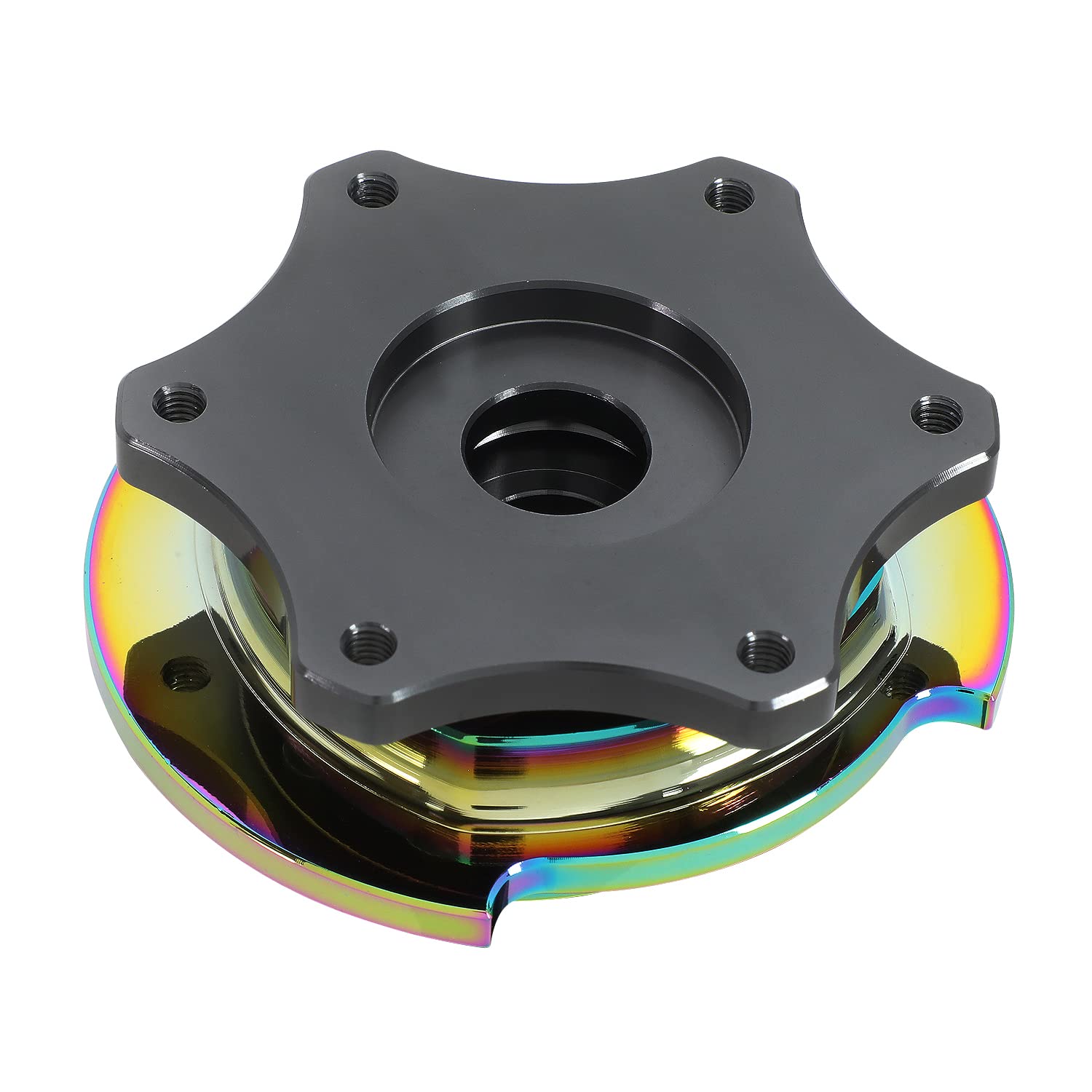 NRG Innovations SRK-R200GM-MC 6-bolt SFI 42.1 Spec D Shaped Quick Release Adapter,Gun Metal Quick Release/Neo Chrome Ring