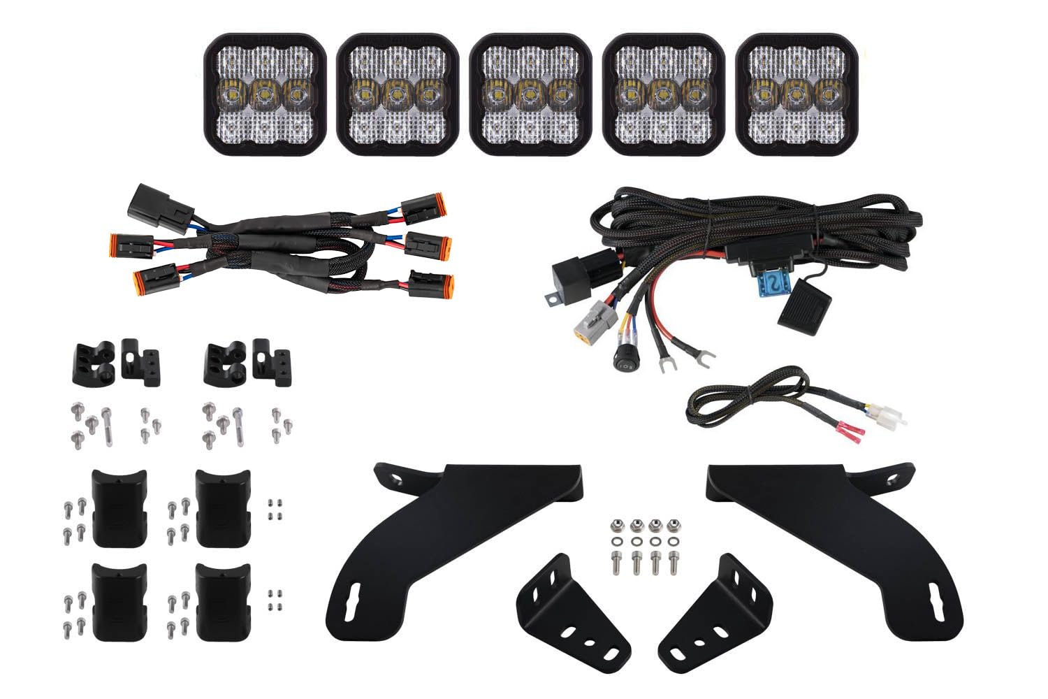 Diode Dynamics Grille SS5 Lightbar Kit compatible Ford F-150 2021-2023, White Combo Pro