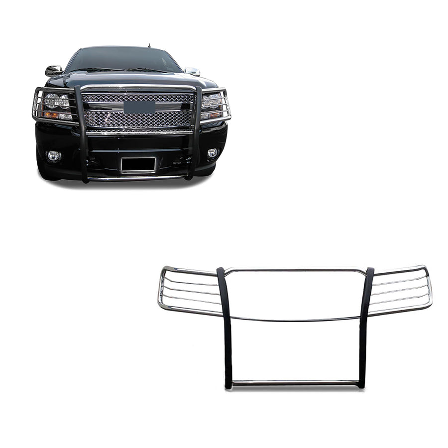 Bumper Guard Black Horse Grille brush Modular Stainless Steel Compatible with 2007-2013 Chevrolet Avalanche|2007-2014 Chevrolet Suburban 1500|2007-2014 Chevrolet Tahoe-17A037400MSS
