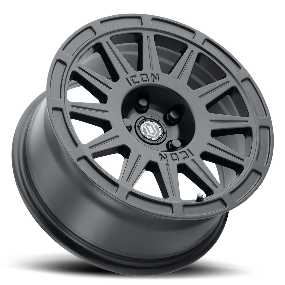 ICON Alloys Ricochet, 15 x 7/5 x 100, Satin Black, 15mm Offset, 4.6" BS, 7015705046SB