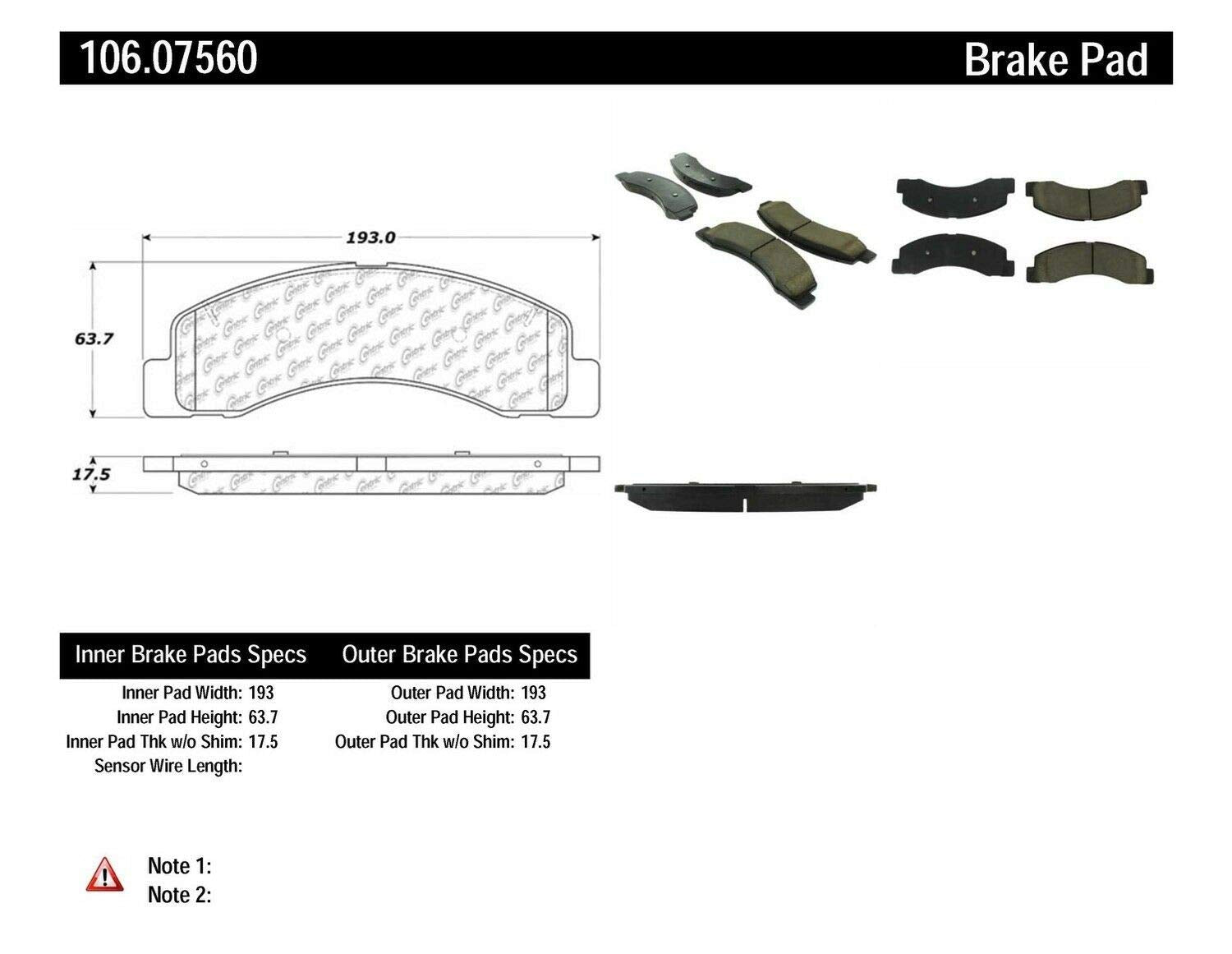 Centric Posi Quiet 106.07560 Premium Extended Wear Semi-Metallic Front Disc Brake Pad Set for Select Ford Model Years