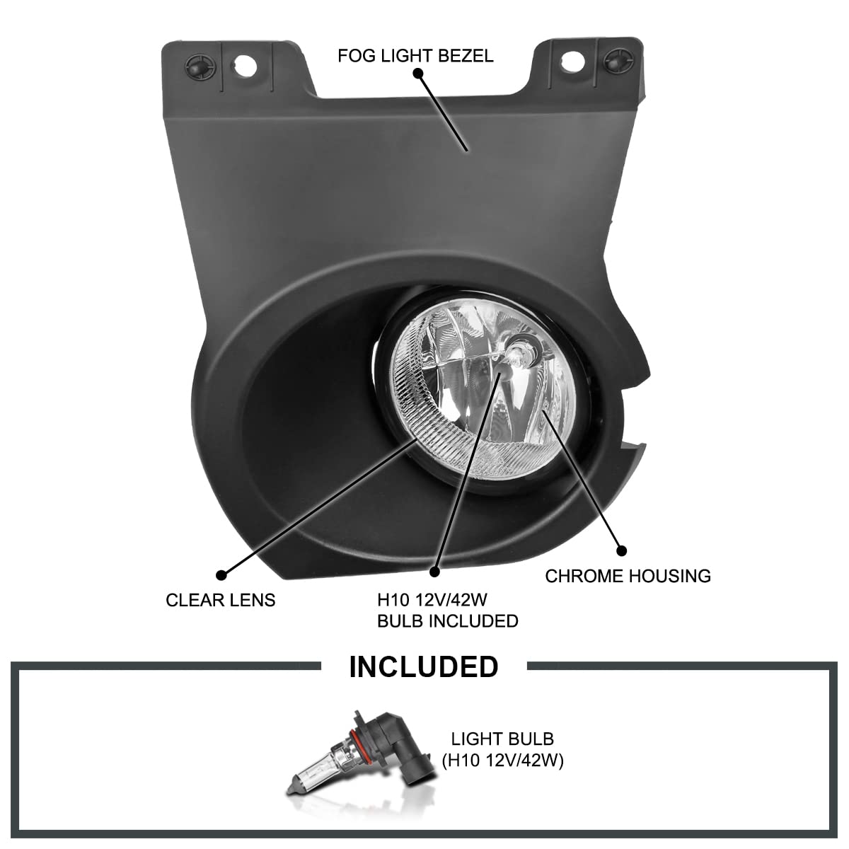 Bumper Fog Lights Spec-D Tuning + Bulbs + Switch Compatible with 2011-2014 Ford F150 L+R Pair Assembly