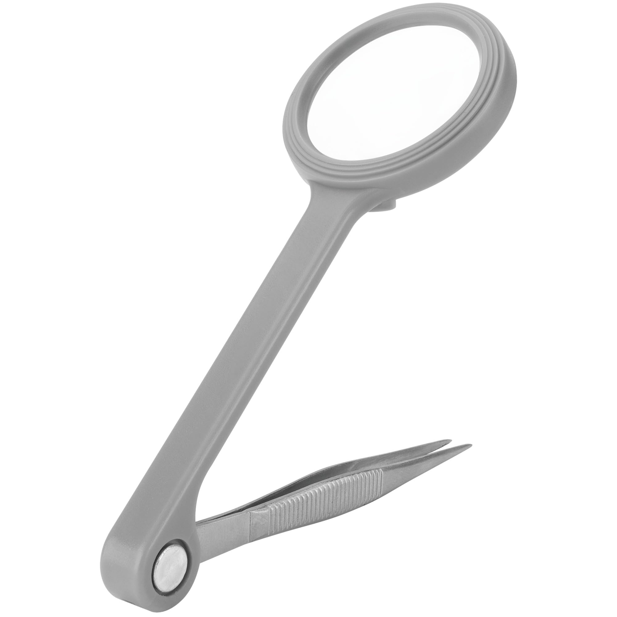 W3213 Performance Tool 4x Magnifying Glass with Stainless Steel Tweezer for Detailed Projects, Durable Plastic Handle and Frame