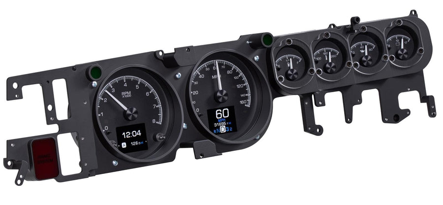 Dakota Digital HDX-68D-CHG-K Compatible with 1968-70 Charger Dodge, Super Bee, 1969-70 Coronet R/T, 1970 Plymouth GTX and Road Runner Customizable Analog Gauge System Black Alloy