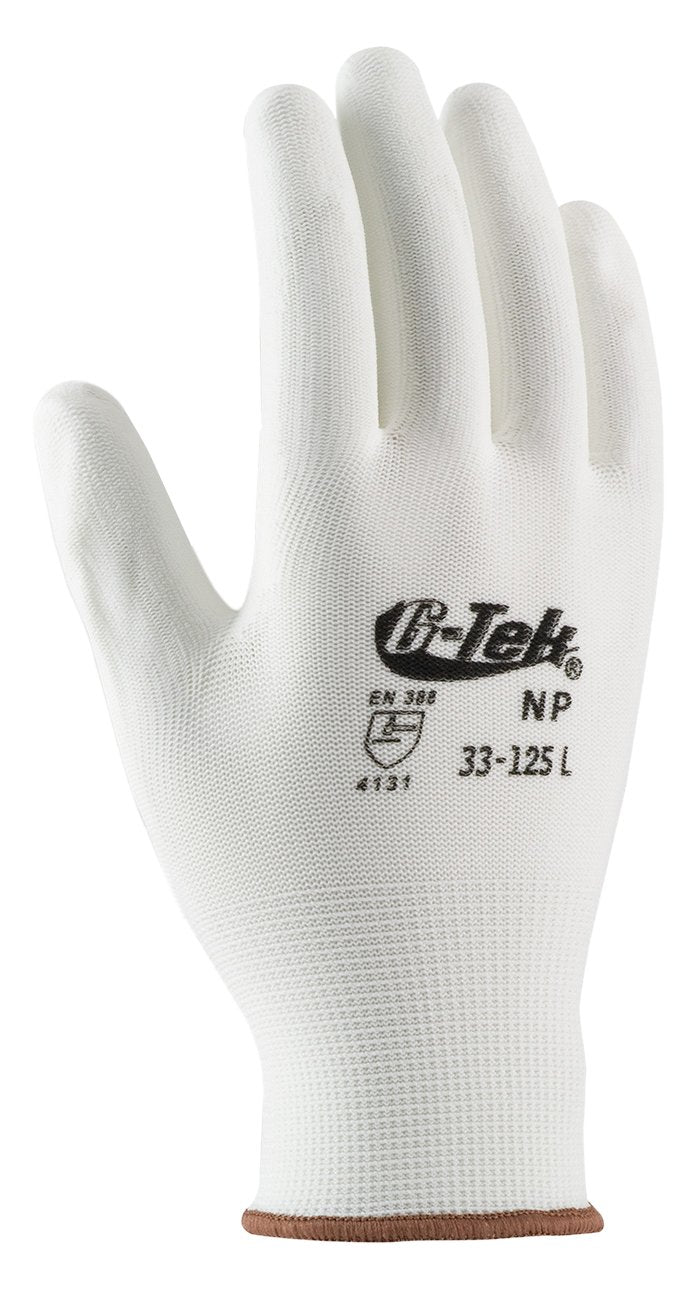 Seamless Knit Nylon Blend Glove G-Tek 33-125/S with Polyurethane Coated Flat Grip on Palm & Fingers - Touchscreen