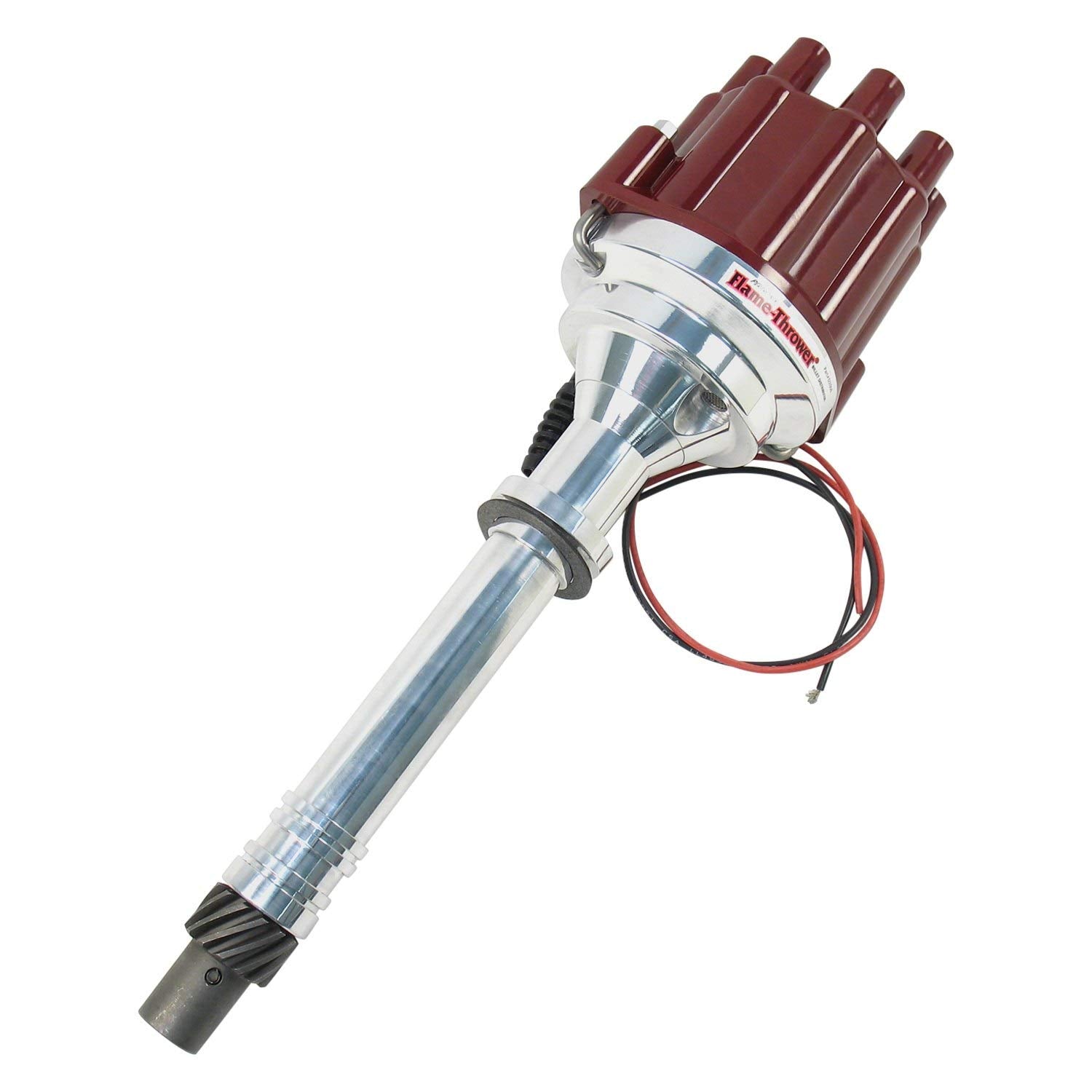 Pertronix Flame-Thrower D200801 Red Cap Plug and Play Marine Billet Electronic Distributor with Ignitor II Technology for Chevrolet Small Block/Big Block Red Cap