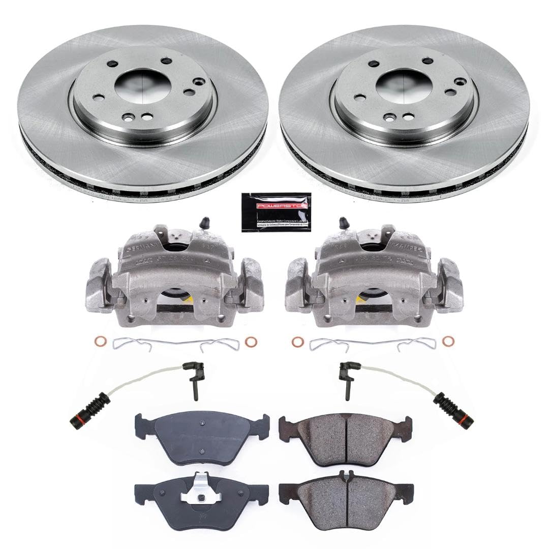 Power Stop Autospecialty KCOE2926 Replacement Front Caliper Kit-Rotors, Ceramic Brake Pads, Calipers and 2 Front Sensor Wires