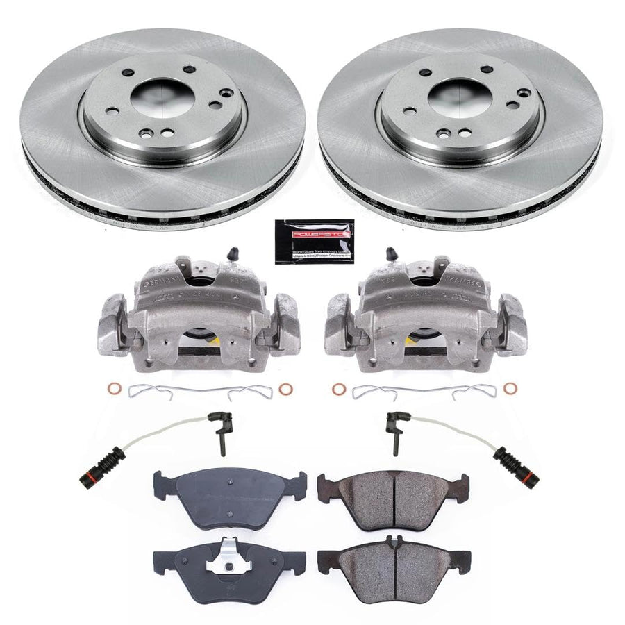 Power Stop Autospecialty KCOE2926 Replacement Front Caliper Kit-Rotors, Ceramic Brake Pads, Calipers and 2 Front Sensor Wires