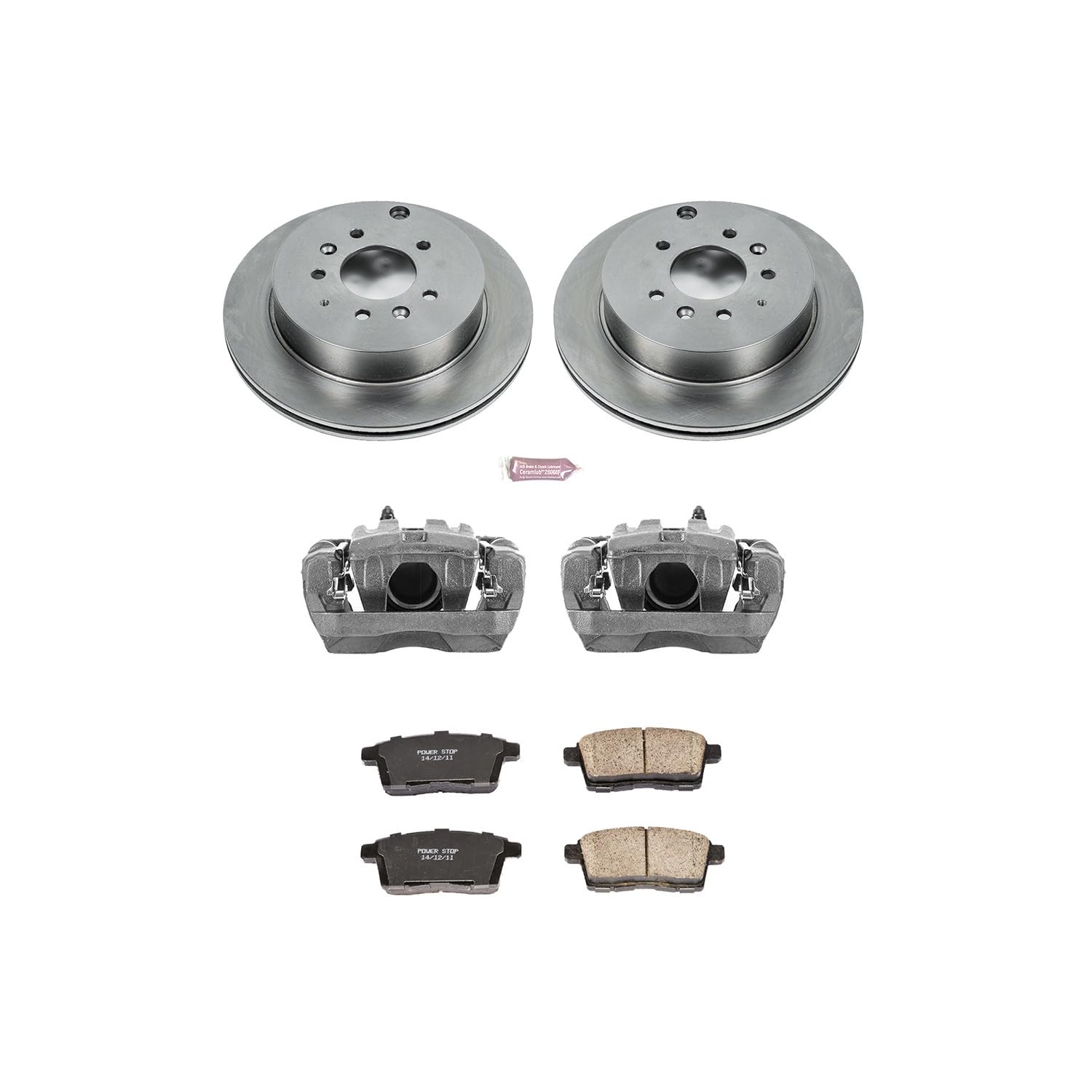 Power Stop KCOE5876 Replacement Autospeciality Rear Caliper Kit- OE Rotors, Ceramic Brake Pads, Calipers For Mazda CX-7 2007-2012 [Model Specific]