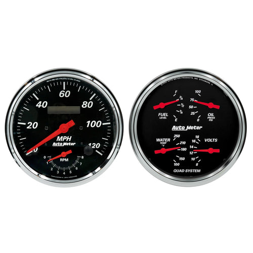 Auto Meter Gauge Kit 1452, 2 Pc., Tach/Speedo & Quad, 5", Designer Black